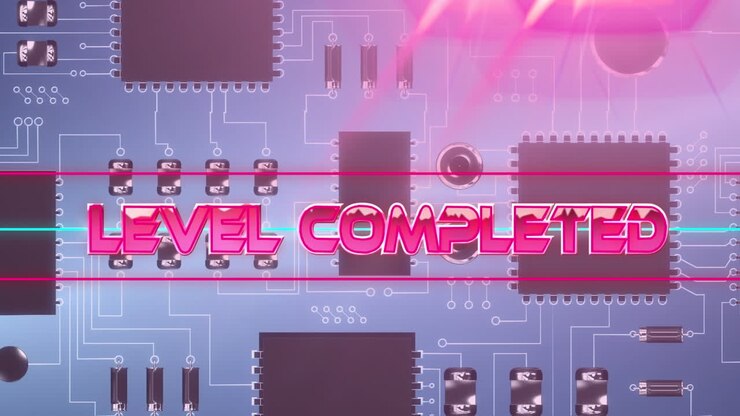 Animation of level completed over computing board