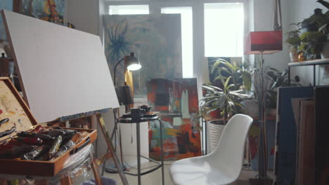 interior of creative workspace of artist