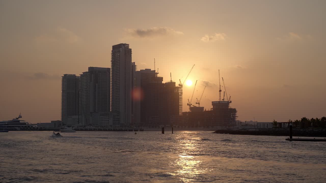Sunset view from Yacht in Dubai