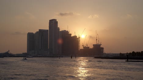 sunset view from yacht in dubai
