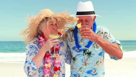 senior couple drinking cocktails