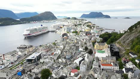 ålesund city and center is a fantastic sight from a drone