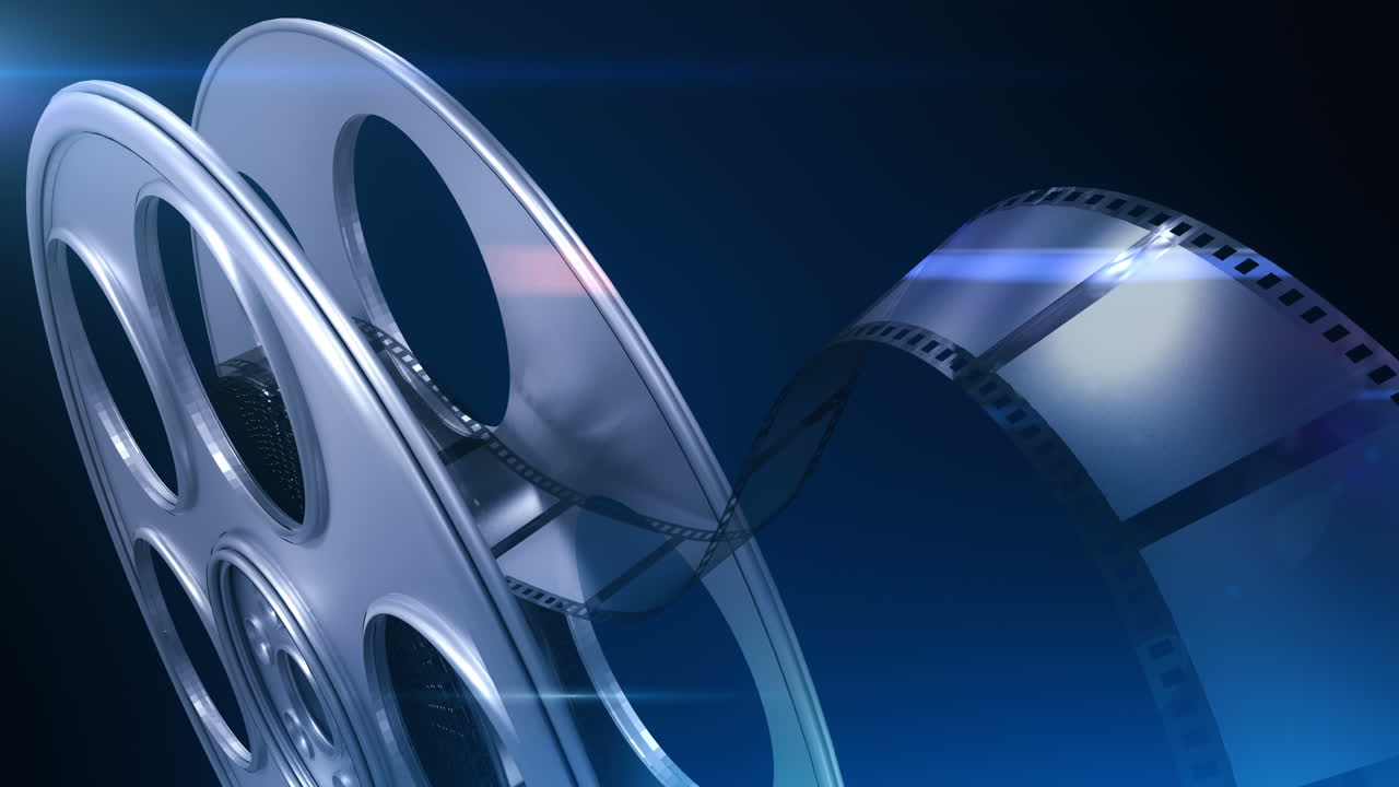 필름 릴에서 굴러 나오는 필름