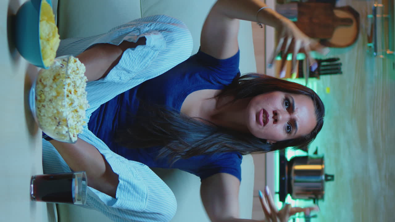 Vertical Video: Sports Woman Fan Watching Favourite Team