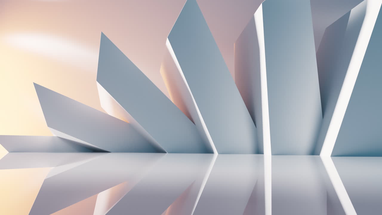 Empty building structure with geometric structure, 3d rendering.