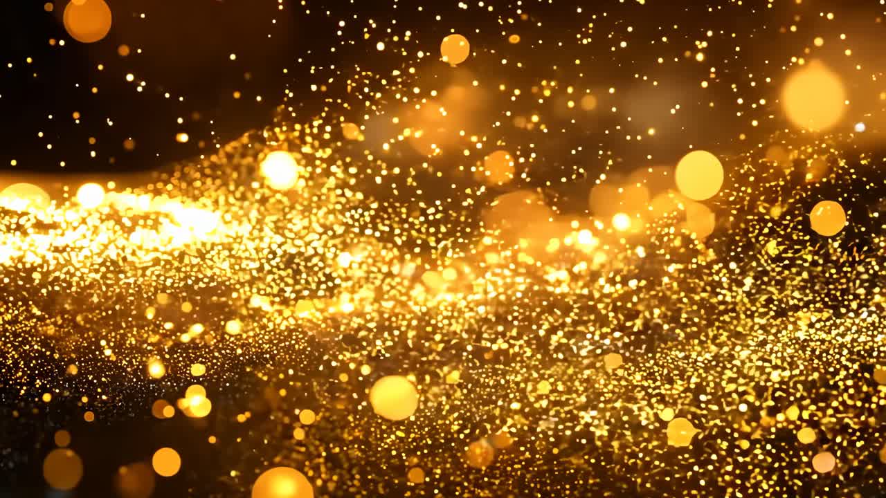 A bright and shiny image of gold and black with many small dots. The image has a bright and cheerful mood, and it seems to be a representation of a starry night sky