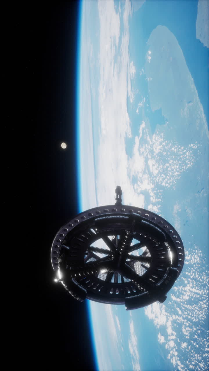 Space station orbiting earth