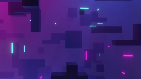 animation of glowing light trails moving over cubes on purple background