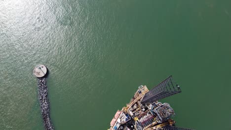 Overhead-reveal-North-sea-Oil-rig-platform-at-Great-Yarmouth-,Norfolk