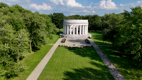 warren g harding memorial - marion, ohio - aerial drone