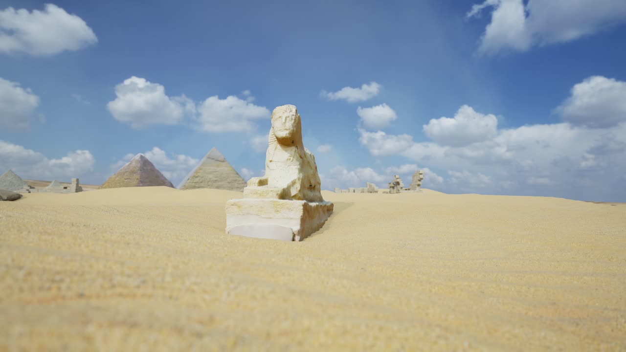 Ancient Sphinx and Pyramids in the Egyptian Desert