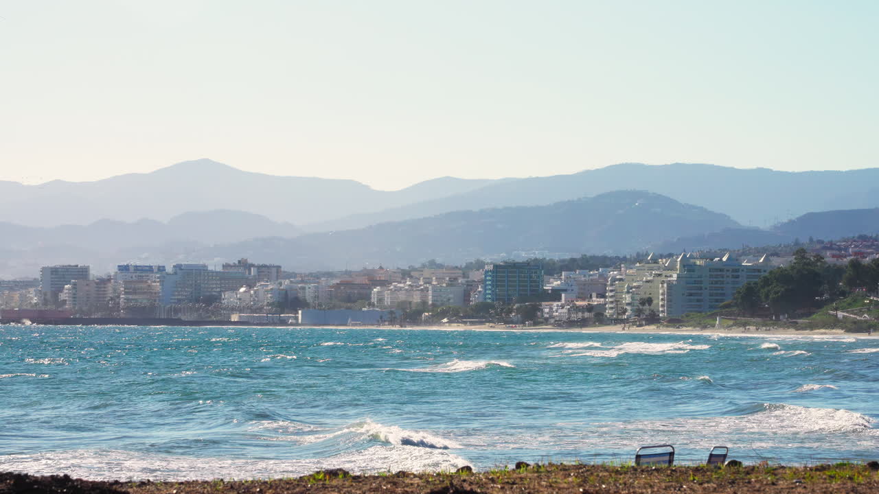 Marbella coastline on a windy day, Spain