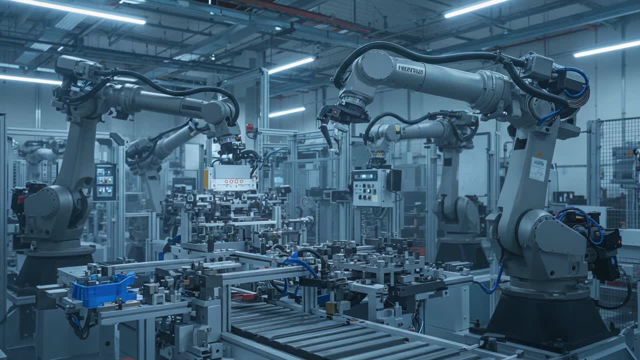 Advanced Robotic Arm Technology in a Modern Automated Manufacturing ...