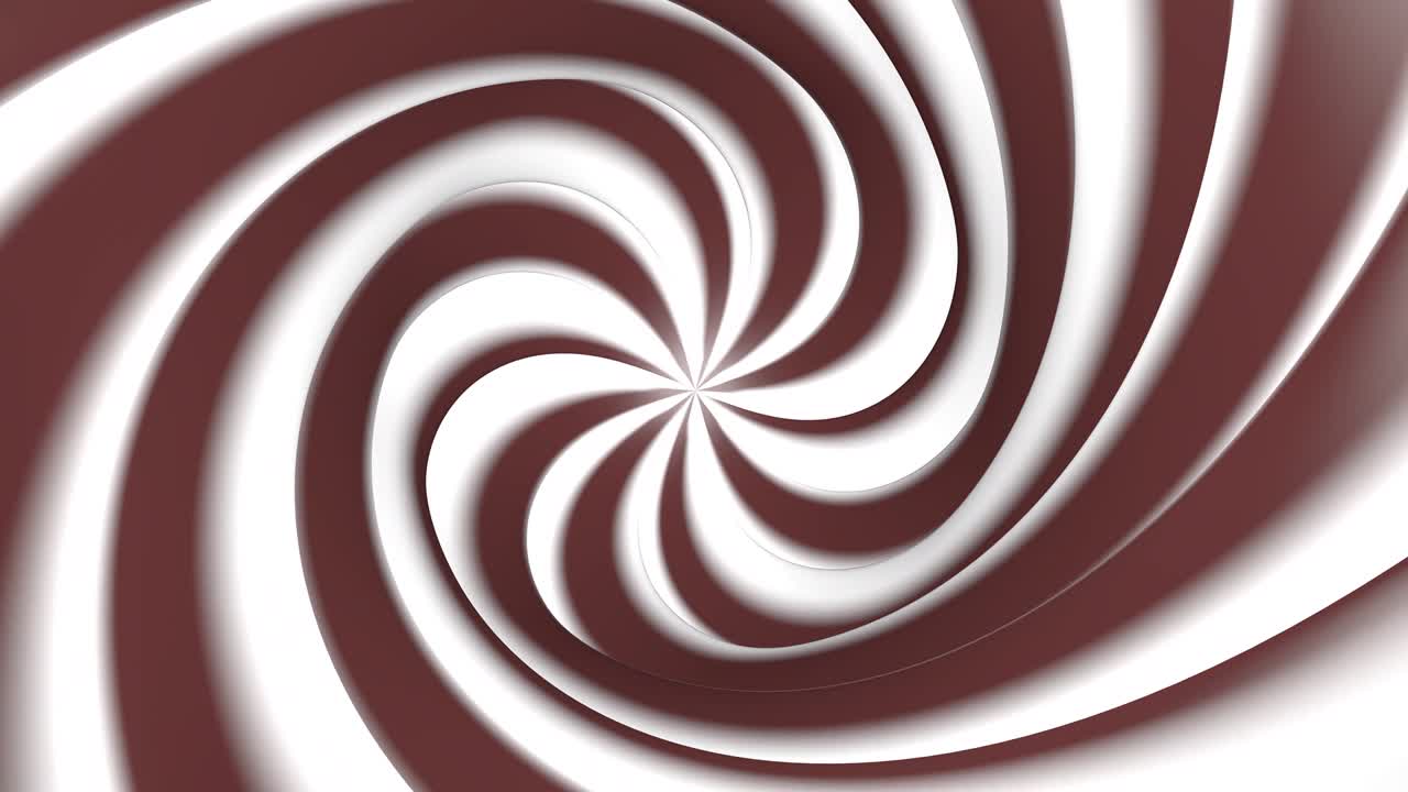 Latar belakang berputar berbentuk spiral dalam warna cokelat dan putih. Animasi 3D. Latar belakang cokelat meriah
