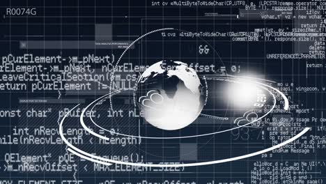 Animación-Del-Procesamiento-De-Datos-Con-Globo-Sobre-Fondo-Negro