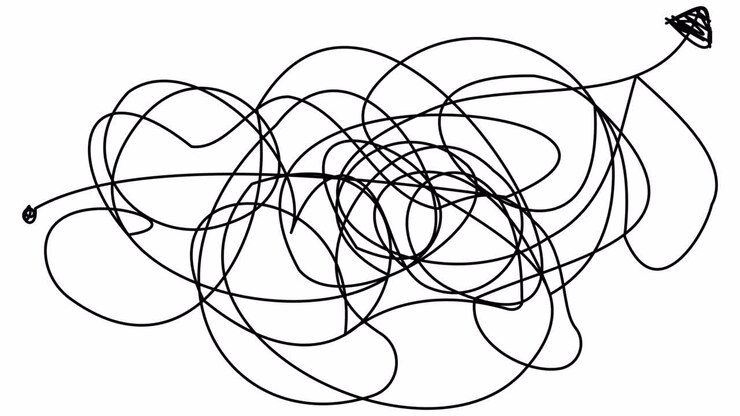 Disegno automatico di una freccia intricata con una sola linea