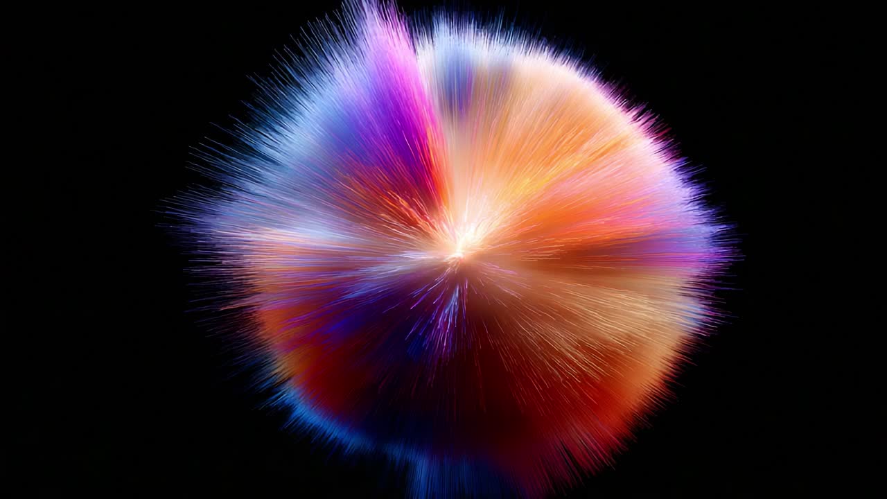A Stunning Spectrum of Colors and Energy Unleashes in a Captivating Visual Display, Showcasing an Explosive Burst of Light and Motion Against a Dark Backdrop