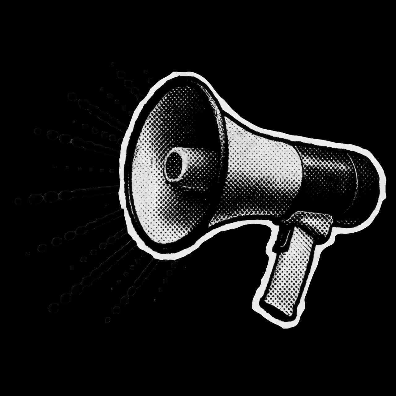 Retro megaphone illustration design animation isolated asset, transparent 4K video, alpha channel