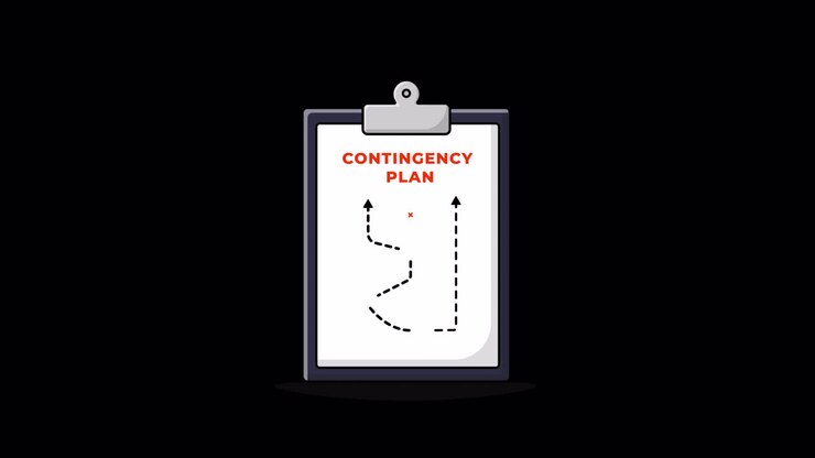 Animated Clipboard Displaying a Contingency Plan Diagram
