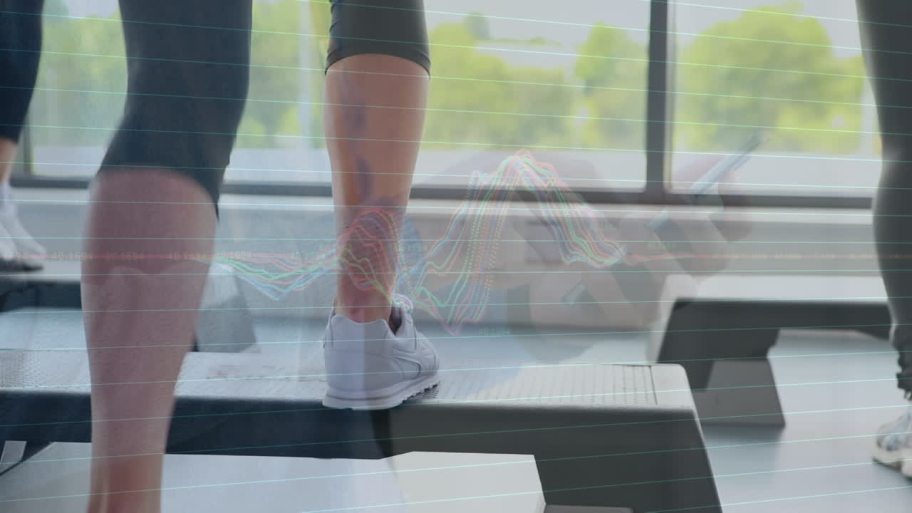 카우카스계 스포츠인들의 운동에 대한 데이터 처리 애니메이션