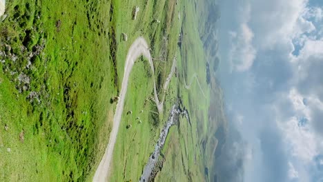 Herd-of-sheep-grazing-in-a-picturesque-grass-mountain-field-in-the-clouds