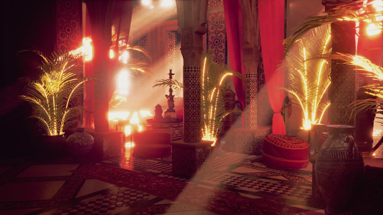 따뜻한 빛으로 모로코 궁전 내부