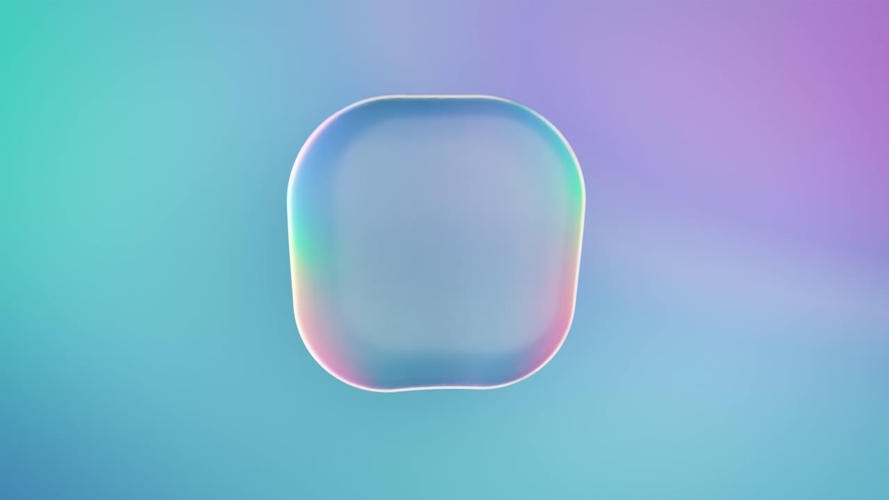 Iridescent Amorphous Shape Pulsating on Colorful Gradient Background