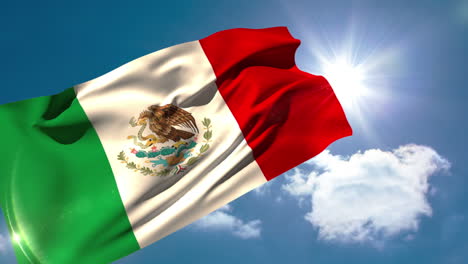 mexico national flag blowing in the breeze