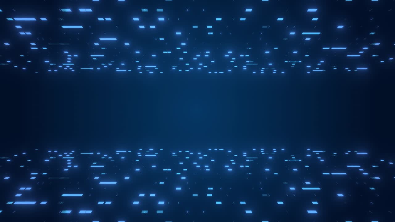 Sfondo di tecnologia digitale con strisce luminose su sfondo blu. Sfondo astratto blu di grafica in movimento digitale e informativa hi-tech