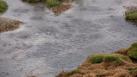 sizzling hot water bubbles in shallow hot spring