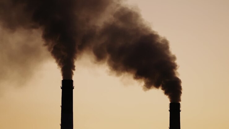 Industrial smoke from chimney. Smoke from the chimneys at the factory