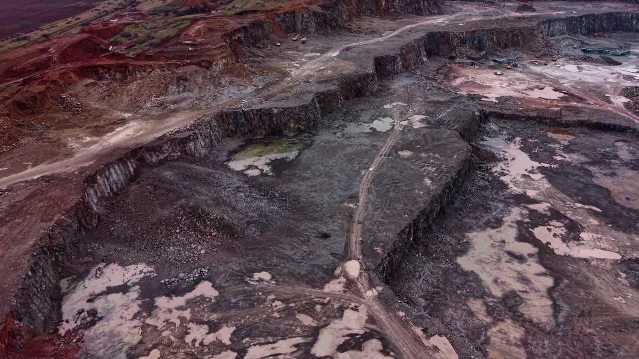 Granite quarry showing industrial activity in a large open site