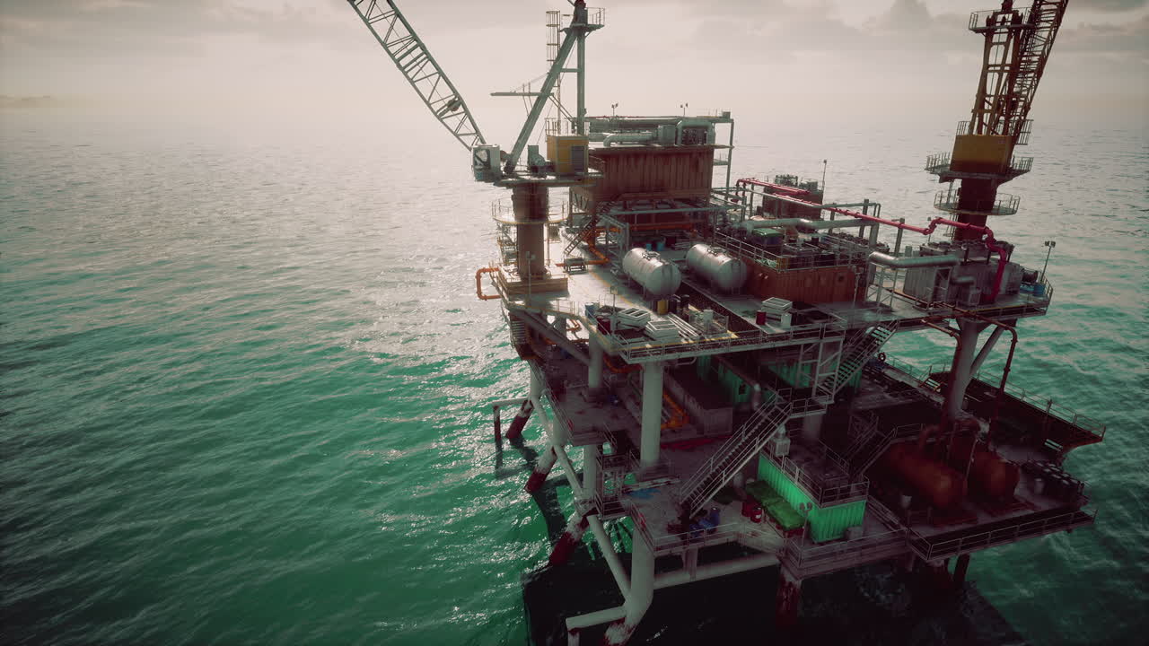 Gammel olieboreplatform midt ude på havet