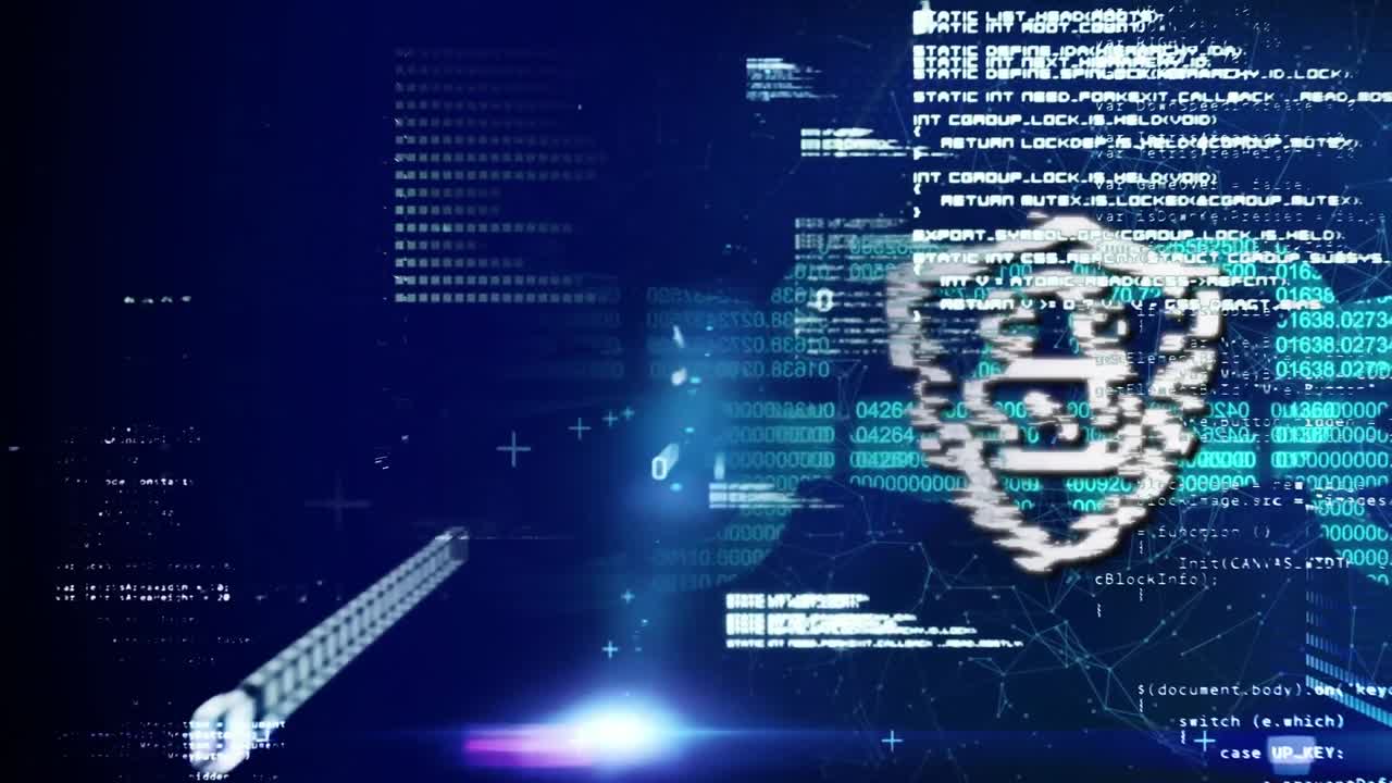 animación del candado de seguridad en línea con procesamiento de datos en segundo plano