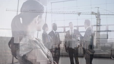 animación del sitio de construcción sobre personas de negocios hablando en la oficina