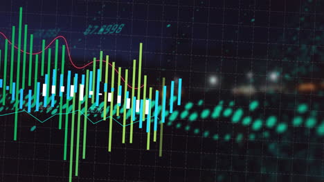 animation of financial data processing over black background