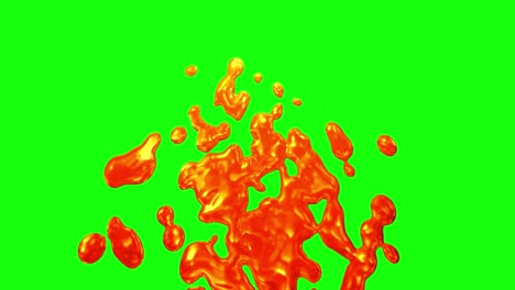 lava eruption and explosion animation on a green screen.