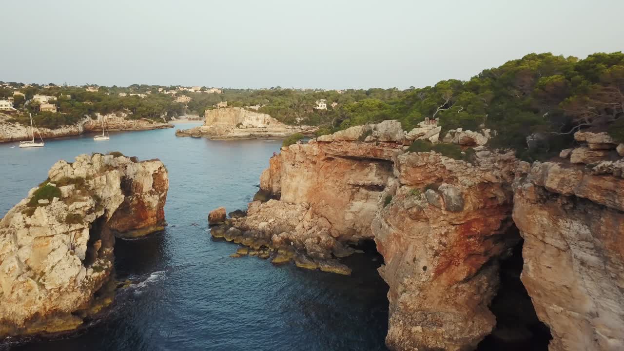 Drone video in 4k of Es Pontas Mallorca - Cala Santanyi - Cala Llombards - Cliffs in Mallorca