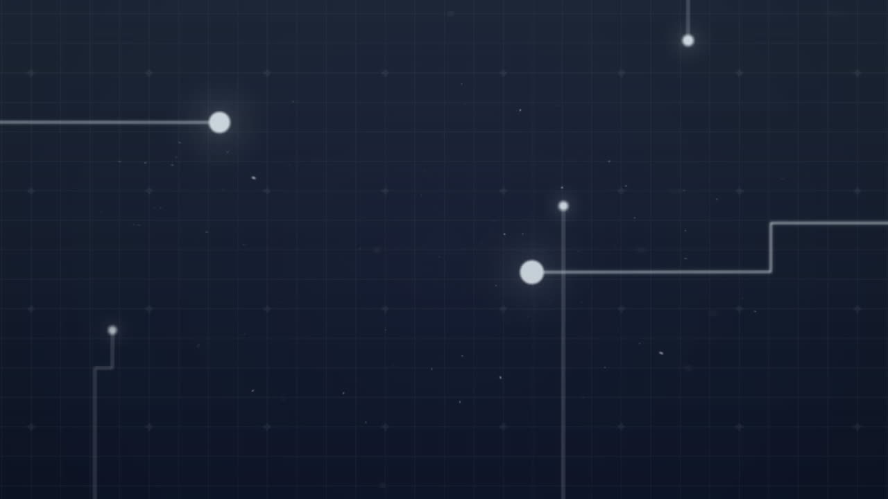 Animation of connecting dots over grid network against blue background