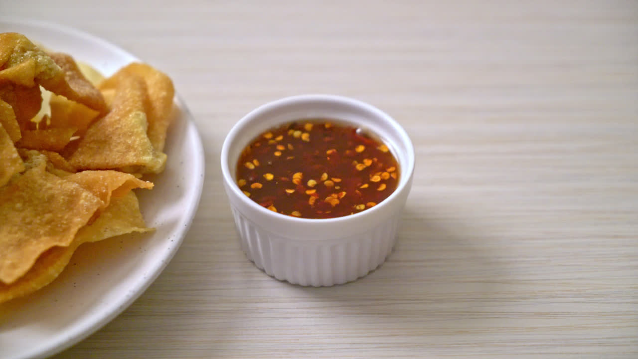 deep fried pork wonton with dipping sauce