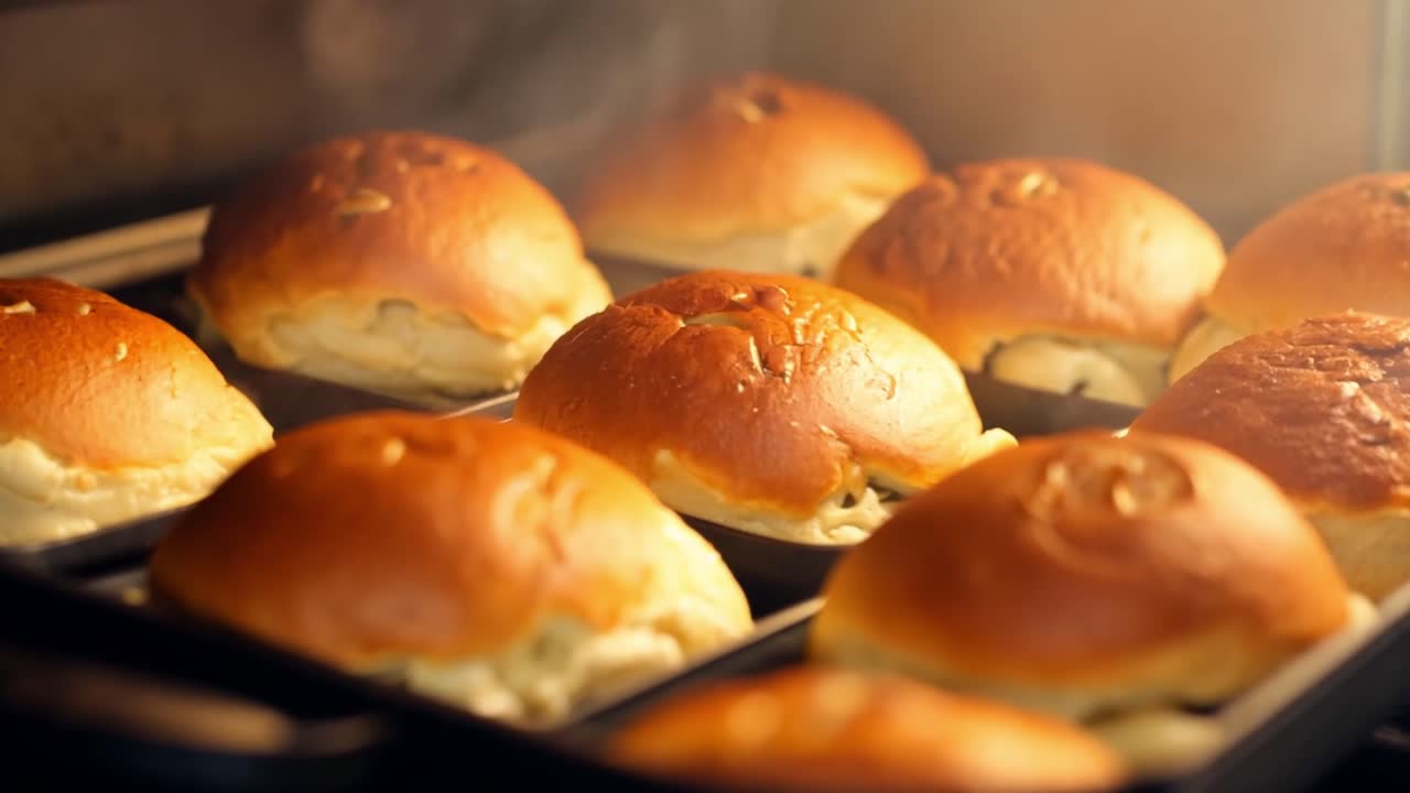 Freshly Baked Bread Rolls in Oven