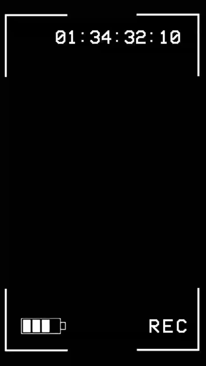 Vertical 9:16 phone or camera viewfinder recording screen. Features frame lines, blinking rec icon, and battery status. For social media or ugc content