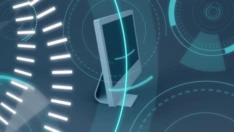y monitor 5g escrito en el medio de un círculo futurista