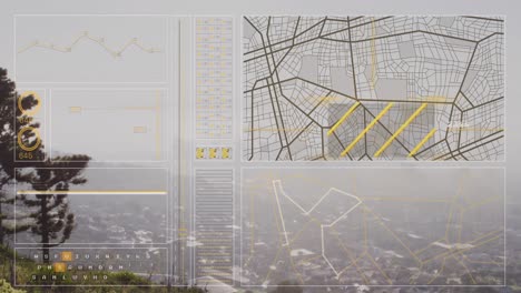 fórmulas de graduación y procesamiento de datos contra ecuaciones matemáticas en fondo gris