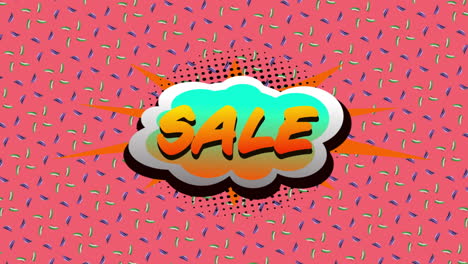 Animation-of-sale-text-over-retro-vibrant-pattern-background