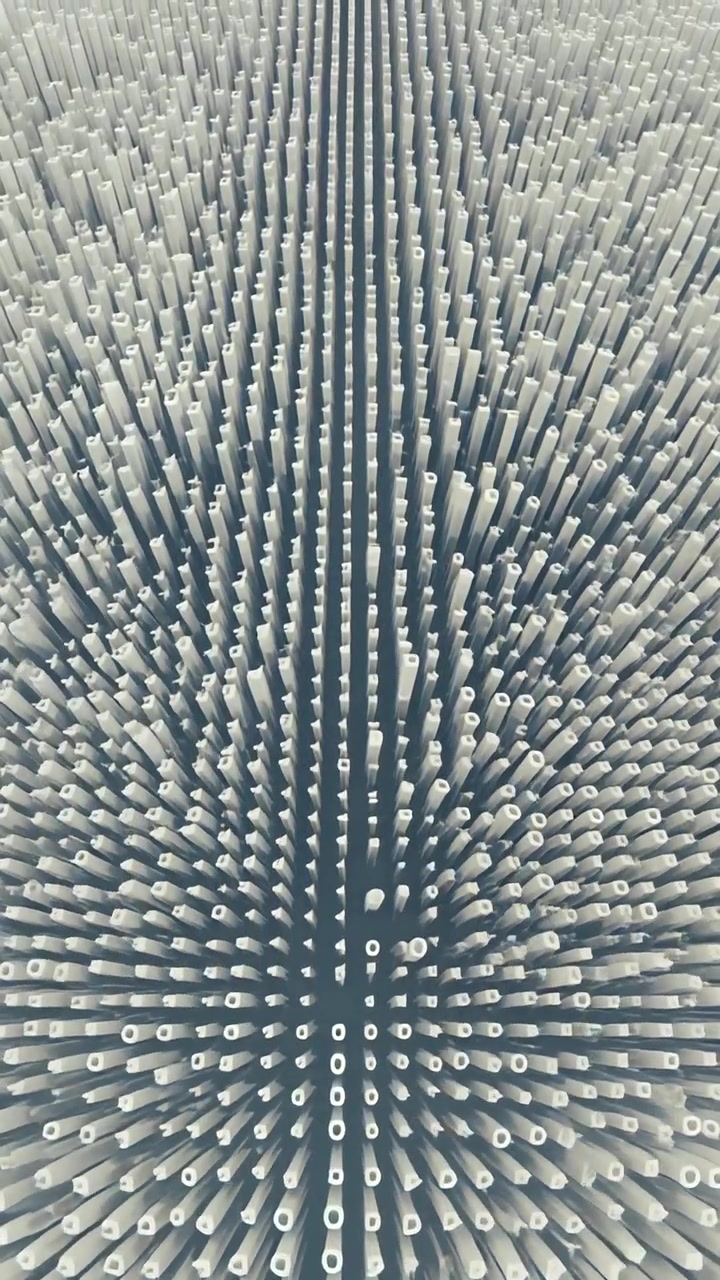 Abstract 3D Animation of Moving White Pillars