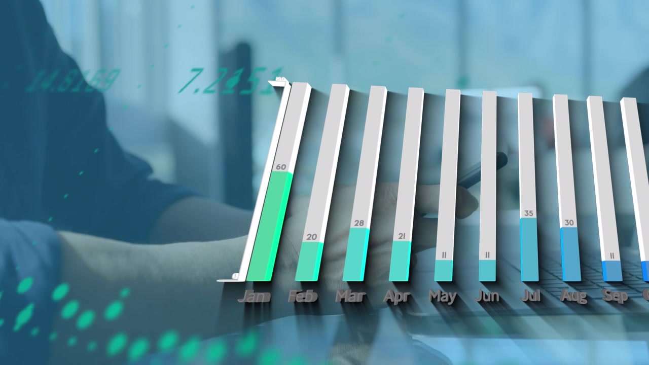 Business Professional Analyzing Financial Data Charts on Laptop