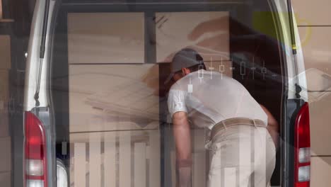deliveryman tacking out packages from his van 4k