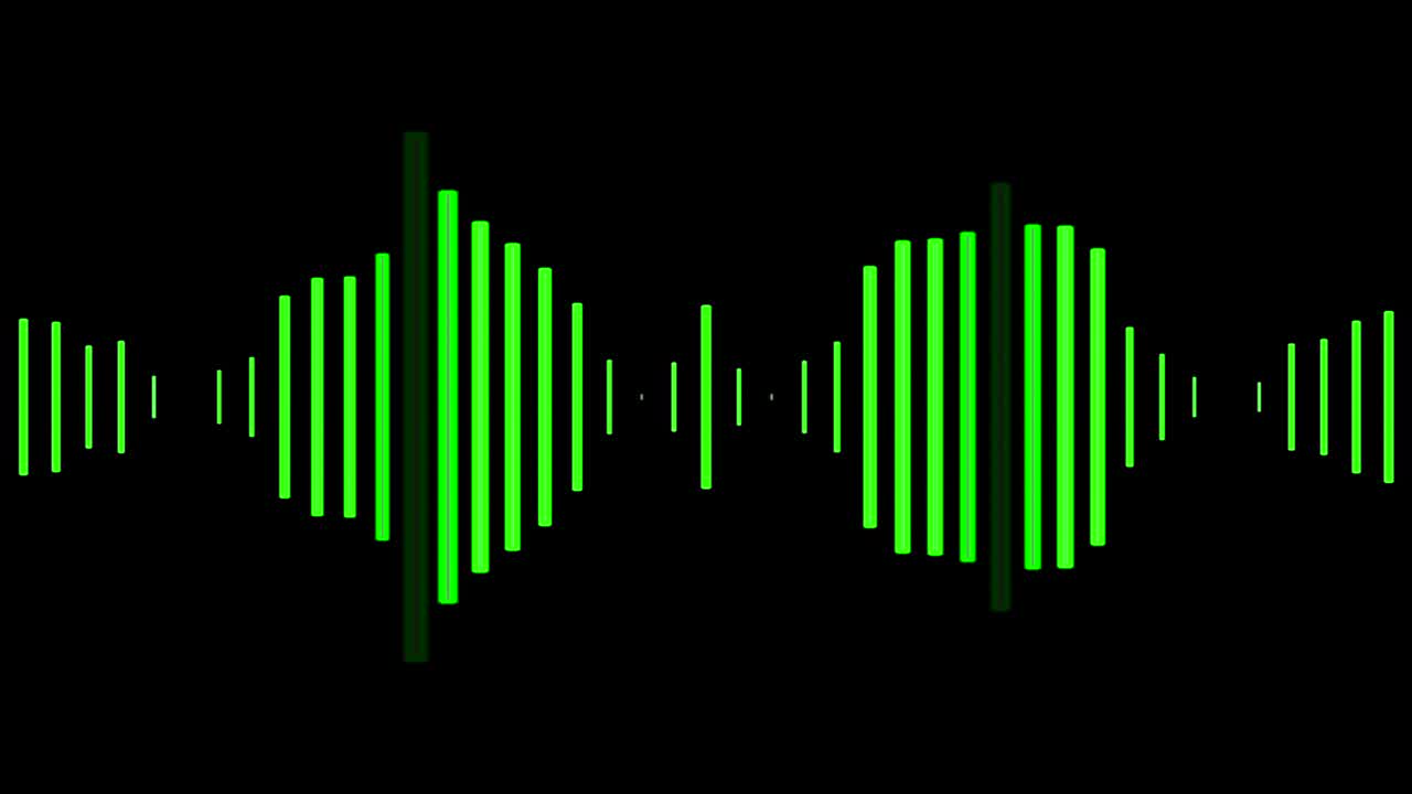formas de onda de audio moviéndose a través de la pantalla en verde, un fondo perfecto para un podcast, audiolibro, karaoke - bucle sin fisuras.