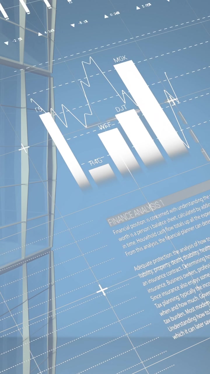 Animation of statistics with data processing over cityscape